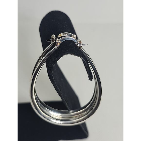 925 Sterling Silver Drop Shape hoop earrings large Dangle Hoop - Picture 2 of 7